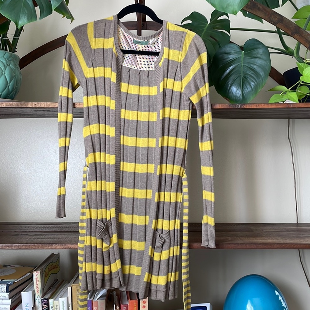 Maple | Brown and yellow striped sweater | small